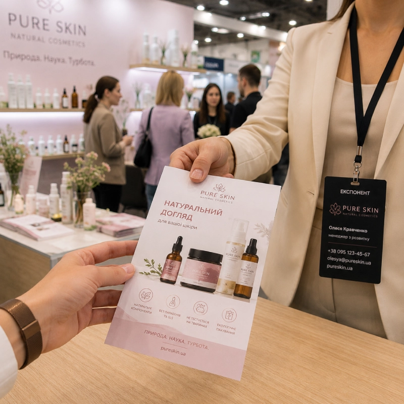 Flyer for a beauty clinic in a customer's hand