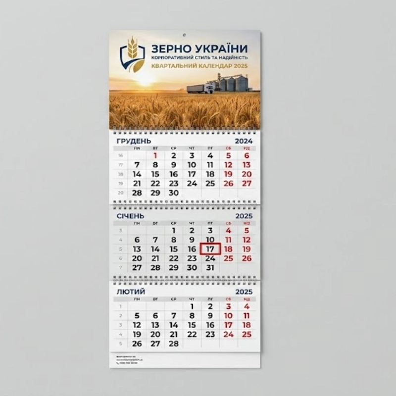 Квартальний календар з логотипом